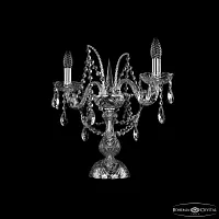 Настольная лампа 1411L/2/141-39 Ni Bohemia Ivele Crystal без плафона 2 лампы, основание прозрачное никель стекло хрусталь металл в стиле классический sp