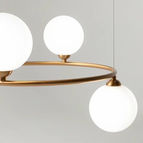 Светильник подвесной Ring MOD013PL-04BS1 Maytoni белый на 4 лампы, основание латунь в стиле современный шар фото 8