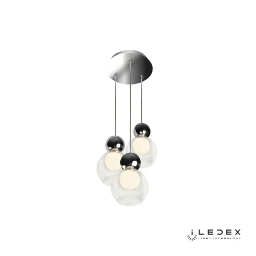 Светильник подвесной LED Blossom C4476-3R CR iLedex прозрачный 1 лампа, основание хром в стиле современный хай-тек каскад шар