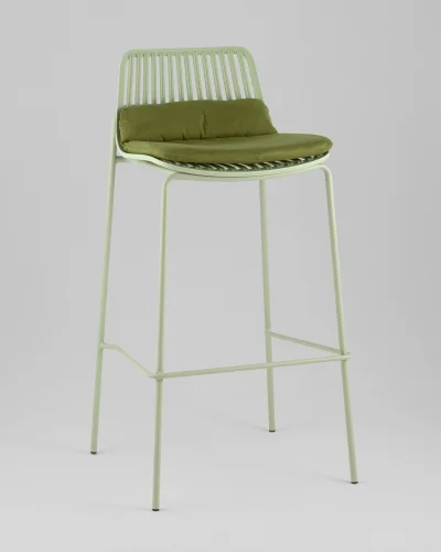Стул барный Louran с подушкой, зелёный УТ000040191 Stool Group, зелёный/экокожа, ножки/металл/зелёный, размеры - ***** фото 7