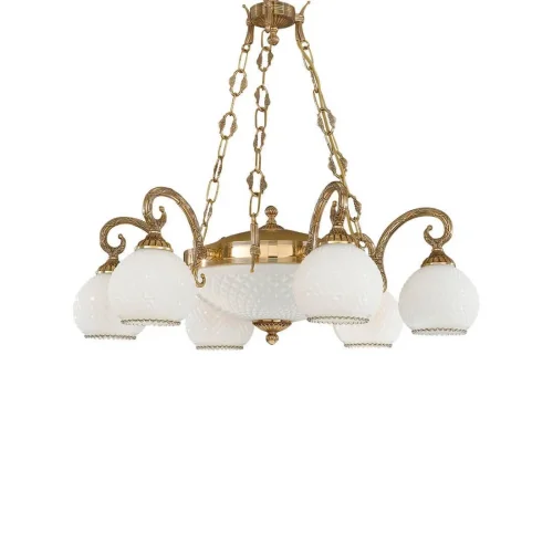 Люстра подвесная  L 8500/6+2 Reccagni Angelo белая на 8 ламп, основание золотое в стиле классический  фото 2