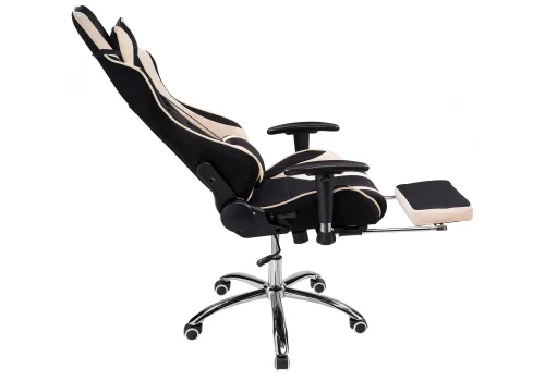 Кресло игровое Kano 1 cream / black 11908 Woodville, бежевый/искусственная кожа ткань, ножки/металл/хром, размеры - *1370***660*700 фото 6