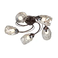 Люстра потолочная V4927-7/5PL Vitaluce янтарная на 5 ламп, основание бронзовое в стиле современный 