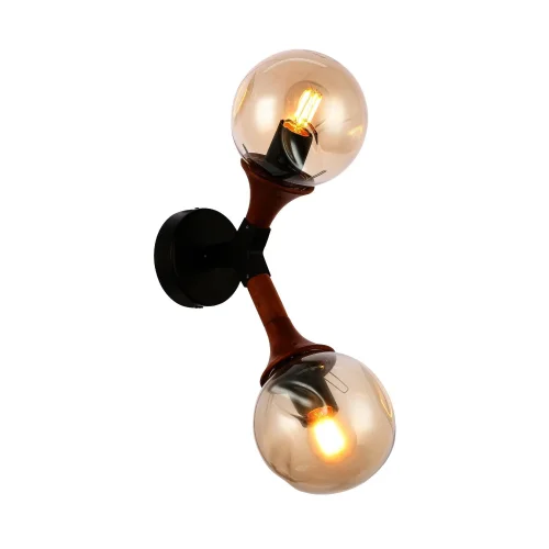 Бра Raquel SLE109401-01 Evoluce прозрачный на 2 лампы, основание чёрное в стиле модерн молекула