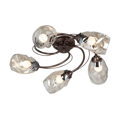 Люстра потолочная V4927-7/5PL Vitaluce янтарная на 5 ламп, основание бронзовое в стиле современный 