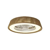 Люстра с вентилятором LED с пультом Polinesia 8229 Mantra белая коричневая на 1 лампа, основание коричневое в стиле современный хай-тек с пультом