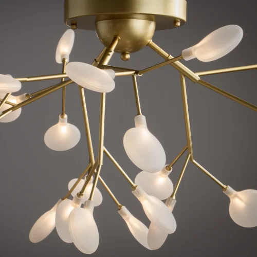 Люстра подвесная Florencia FR5049PL-27G Freya белая на 27 ламп, основание золотое в стиле современный флористика ветви фото 9