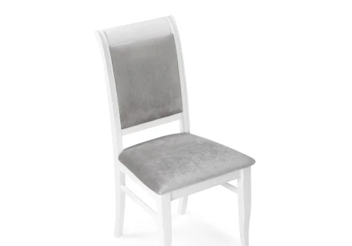 Деревянный стул Авелин серый велюр / белый 515983 Woodville, серый/велюр, ножки/массив бука дерево/белый, размеры - ****480*550 фото 5