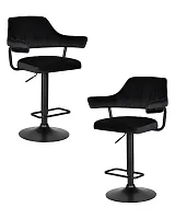 Стул барный набор 2 шт. SET-2 5019_BlackBase-LM CHARLY BLACK, цвет сиденья черный велюр (MJ9-101), цвет основания черный Dobrin, /велюр, ножки/металл/чёрный, размеры - 990*1200***610*540 Стул барный набор 2 шт. SET-2 5019_BlackBase-LM CHARLY BLACK, цвет сиденья черный велюр (MJ9-101), цвет основания черный Dobrin, /велюр, ножки/металл/чёрный, размеры - 990*1200***610*540