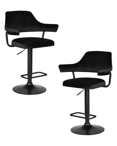 Стул барный набор 2 шт. SET-2 5019_BlackBase-LM CHARLY BLACK, цвет сиденья черный велюр (MJ9-101), цвет основания черный Dobrin, /велюр, ножки/металл/чёрный, размеры - 990*1200***610*540 Стул барный набор 2 шт. SET-2 5019_BlackBase-LM CHARLY BLACK, цвет сиденья черный велюр (MJ9-101), цвет основания черный Dobrin, /велюр, ножки/металл/чёрный, размеры - 990*1200***610*540