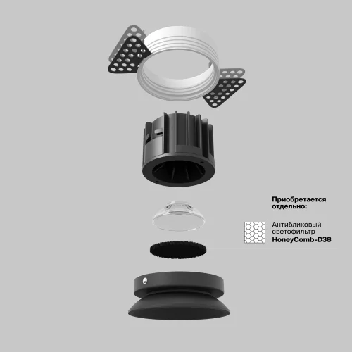 Светильник точечный LED Round DL058-12W3K-TRS-B Maytoni чёрный 1 лампа, основание  в стиле современный для затирки фото 3