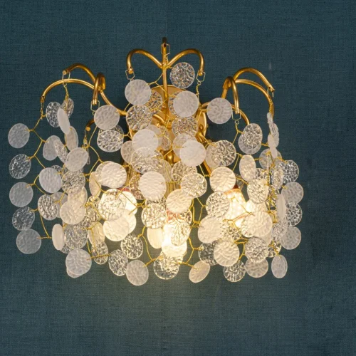 Бра Savage W7004-3 GD iLamp белый на 3 лампы, основание золотое в стиле флористика современный ветви фото 2