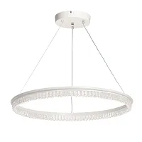 Светильник подвесной LED с пультом Ральф 675016201 DeMarkt прозрачный на 1 лампу, основание белое в стиле кольца с пультом