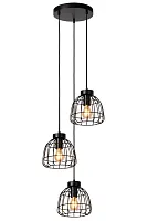 Светильник подвесной Filox 00429/13/30 Lucide чёрный 3 лампы, основание чёрное в стиле современный каскад
