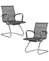 Офисное кресло набор 2 шт. SET-2 102N_Mesh-LMR CODY MESH, цвет сиденья серый, цвет основания хромированная сталь Dobrin, /сетка, ножки/металл/хром, размеры - *880***535*600