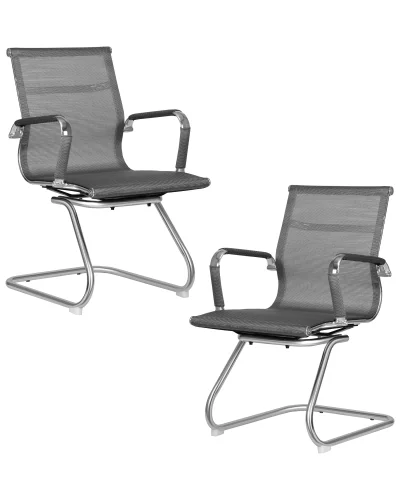 Офисное кресло набор 2 шт. SET-2 102N_Mesh-LMR CODY MESH, цвет сиденья серый, цвет основания хромированная сталь Dobrin, /сетка, ножки/металл/хром, размеры - *880***535*600 Офисное кресло набор 2 шт. SET-2 102N_Mesh-LMR CODY MESH, цвет сиденья серый, цвет основания хромированная сталь Dobrin, /сетка, ножки/металл/хром, размеры - *880***535*600