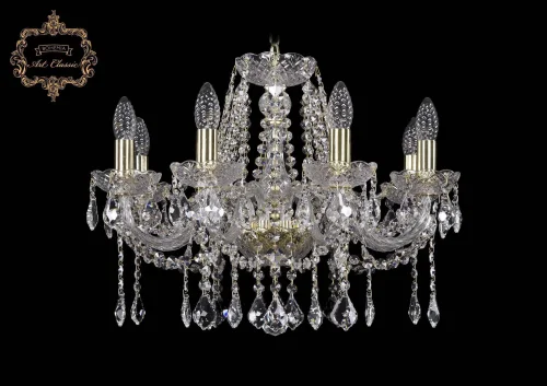 Люстра подвесная хрустальная 11.12.8.195.Gd.L Bohemia Art Classic прозрачная на 8 ламп, основание золотое в стиле классический 