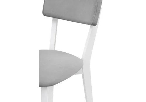 Деревянный стул Гилмар серый велюр / белый 515982 Woodville, серый/велюр, ножки/массив бука дерево/белый, размеры - ****440*560 фото 6