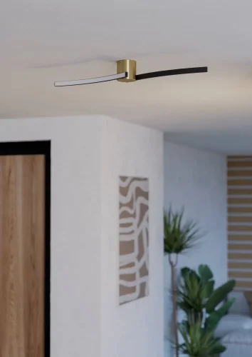 Светильник потолочный LED Aieta 901216 Eglo чёрный матовый латунь на 1 лампу, основание чёрное матовое латунь в стиле современный хай-тек фото 5