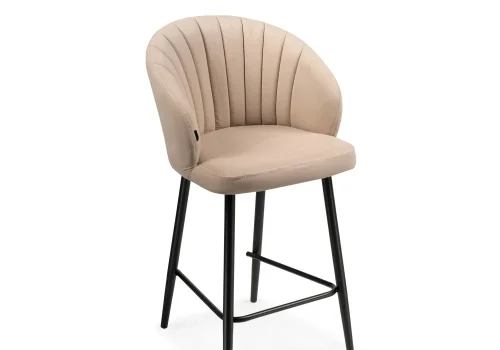 Полубарный стул Бэнбу velutto 05 / черный 499988 Woodville, бежевый/велюр, ножки/металл/чёрный, размеры - ****550*560 фото 5