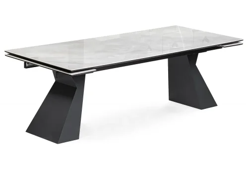 Керамический стол Денхольм 240(290)х100х75 rystal onyx bianco / черный 588037 Woodville столешница белая из керамика