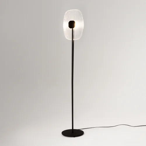 Торшер LED Eclipse MOD152FL-L1BK Maytoni прозрачный на 1 лампу, основание чёрное в стиле арт-деко фото 6