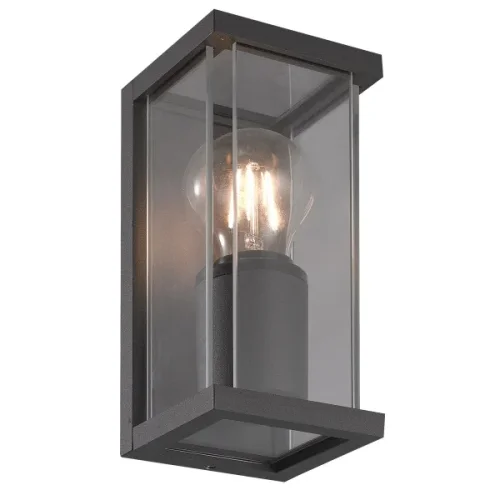 Настенный светильник Meribel 6494 Mantra уличный IP54 чёрный серый 1 лампа, плафон прозрачный в стиле современный E27