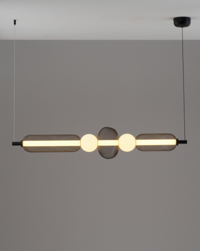 Светильник подвесной LED Lattice V11254-PL Moderli белый чёрный на 1 лампу, основание чёрное в стиле современный линейный