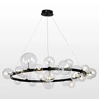 Люстра подвесная Bubbles LSP-8396 Lussole прозрачная на 24 лампы, основание чёрное в стиле современный 
