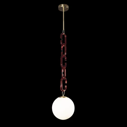 Светильник подвесной Chain 10128P Red LOFT IT белый 1 лампа, основание красное золотое в стиле современный шар фото 2