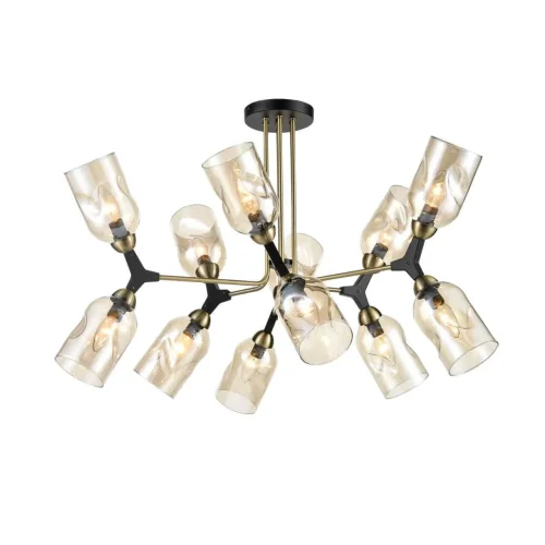 Люстра потолочная Sereno 441 VL2194L12 Vele Luce янтарная на 12 ламп, основание латунь в стиле современный фото 3 Люстра потолочная Sereno 441 VL2194L12 Vele Luce янтарная на 12 ламп, основание латунь в стиле современный фото 3