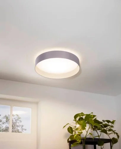 Люстра потолочная LED PALOMARO 93397 Eglo серая на 1 лампа, основание белое в стиле современный  фото 2