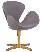 Кресло дизайнерское  69A-LMO SWAN, цвет сиденья серый (IF11), цвет основания золото Dobrin, серый/ткань, ножки/металл/золотой, размеры - ****710*600