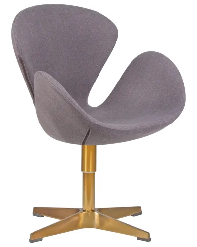 Кресло дизайнерское  69A-LMO SWAN, цвет сиденья серый (IF11), цвет основания золото Dobrin, серый/ткань, ножки/металл/золотой, размеры - ****710*600