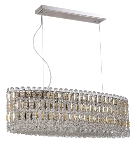 Люстра подвесная хрустальная LIRICA SP10 L900 CHROME/GOLD-TRANSPARENT Crystal Lux прозрачная на 10 ламп, основание хром в стиле классический Люстра подвесная хрустальная LIRICA SP10 L900 CHROME/GOLD-TRANSPARENT Crystal Lux прозрачная на 10 ламп, основание хром в стиле классический