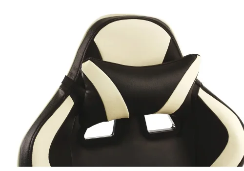 Кресло игровое Racer черное / бежевое 1857 Woodville, бежевый/искусственная кожа, ножки/металл/чёрный, размеры - *1280***700*570 фото 7