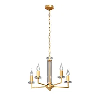 Люстра подвесная V4767-8/5 Vitaluce без плафона на 5 ламп, основание золотое в стиле арт-деко 