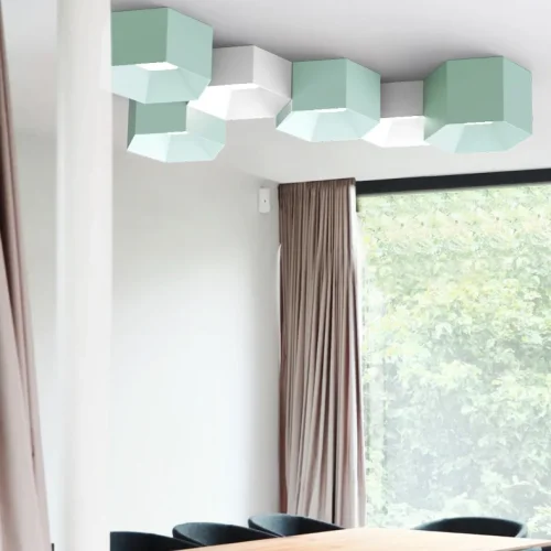Светильник потолочный HEXAGON A 101669-26 ImperiumLoft зелёный на 3 лампы, основание зелёное в стиле современный фото 4