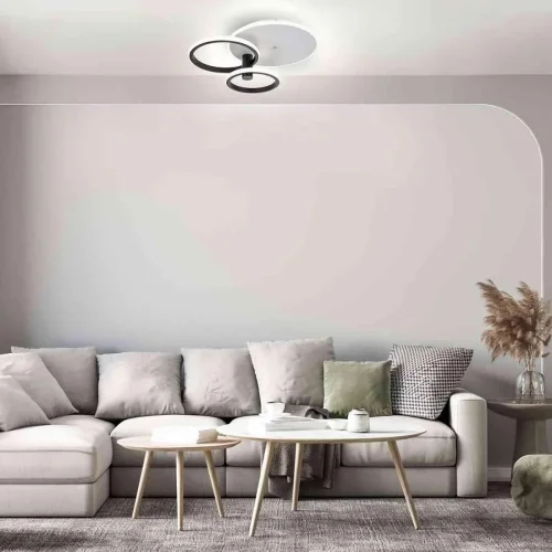 Люстра потолочная LED с пультом Contour 10213/2LED BL White Escada белая на 1 лампу, основание чёрное белое в стиле современный с пультом кольца фото 3