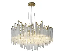 Люстра подвесная Адели 07877-80,33 Kink Light прозрачная на 10 ламп, основание золотое в стиле современный ветви