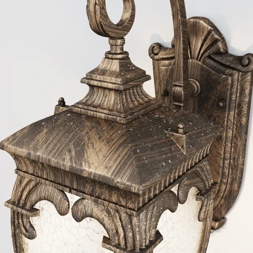 Настенный светильник уличный Fleur O414WL-01GB Maytoni уличный IP44 золотой коричневый на 1 лампу, плафон прозрачный в стиле классический E27 фото 4