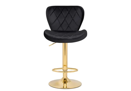 Барный стул Porch black / golden 15506 Woodville, чёрный/велюр, ножки/металл/золотой, размеры - *1100***470*530 фото 2