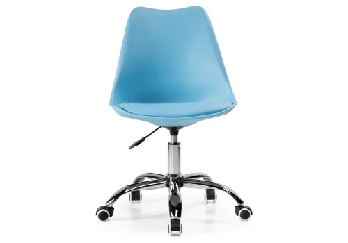 Компьютерное кресло Kolin blue 15078 Woodville, голубой/экокожа, ножки/металл/хром, размеры - *880***490*560 фото 2