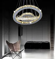 Люстра подвесная LED Pentola DDP 6797-800 Lumina Deco хром на 1 лампа, основание хром в стиле современный кольца