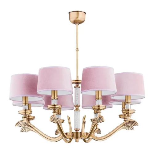 Люстра подвесная Sparone SPA-ZW-8(P/A) Kutek розовая на 8 ламп, основание золотое в стиле американский 