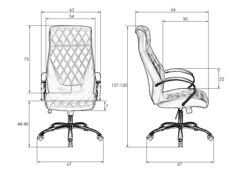 Офисное кресло для руководителей 117B-LMR BENJAMIN, цвет кремовый Dobrin, кремовый/экокожа, ножки/металл/хром, размеры - 1200*1270***670*670 фото 8