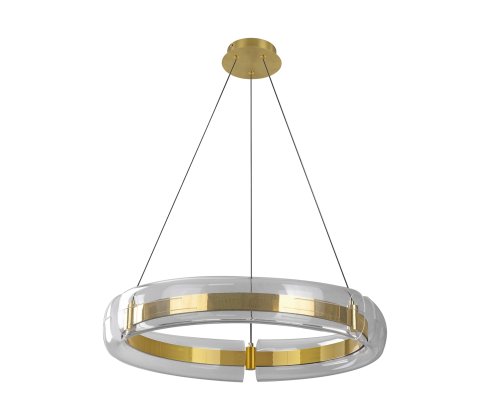 Светильник подвесной ЛЕД с пультом Риколь 08001-70,20 Kink Light прозрачный на 1 лампу, основание бронзовое в стиле современный кольца с пультом