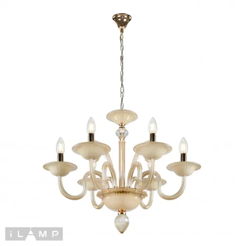 Люстра подвесная Classic P2318-6GD iLamp без плафона на 6 ламп, основание бежевое золотое в стиле современный американский фото 2