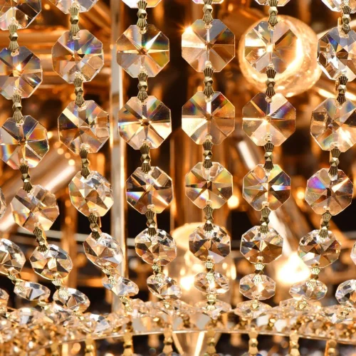 Люстра потолочная хрустальная Патриция 447011406 MW-Light прозрачная на 6 ламп, основание золотое в стиле классика  фото 5