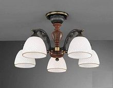 Люстра потолочная  PL 8631/5 Reccagni Angelo белая на 5 ламп, основание коричневое бронзовое в стиле классический кантри 